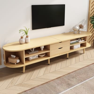 MODENUIT Tv-meubel - Ovale Kast Met 2 Laden En Schuifdeuren - Voor Woonkamer En Slaapkamer - MDF - 175x40x42 Cm