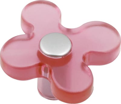 AVENUE decoration meubelknop | model " Bloem " | Ø 50 mm | transparant roze