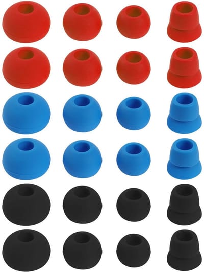 Dailygoods - Zachte Anti-Druppeloordopjes - Comfortabele siliconen oordopjes - 12 paar - Beschermhoes - 4 maten - Compatibel met Powerbeat 2/3 - Zwart...