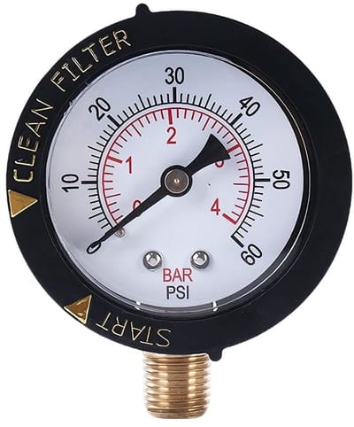 Drukmeter voor zwembaden, 1/4 Inch NPT, 0-4 Bar/0-60 PSI, Nauwkeurige Waterdruk Tester, Eenvoudige Installatie, Duurzaam en Betrouwbaar voor Zwembadfilters en Vijvers