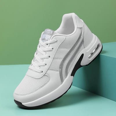 Dames Luchtkussen Sneakers Mesh Wit Hardlopen Sportschoenen Outdoor Lift Schoenen Verhogend 8cm Vrouwelijke Casual Dansschoenen 42
