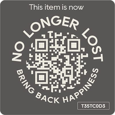 NoLongerLost - Koffer Stickers (x2) - Slimme Sticker groot vierkant (4.5 cm x 4.5 cm) - Donker grijs - Unieke QR code - Tracking