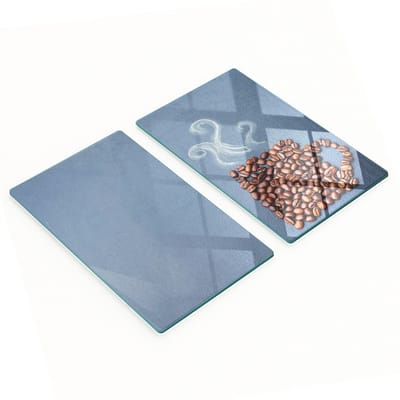 Stijlvolle en duurzame glazen snijplanken met koffieboonprint (mok, 2x30x52 cm)
