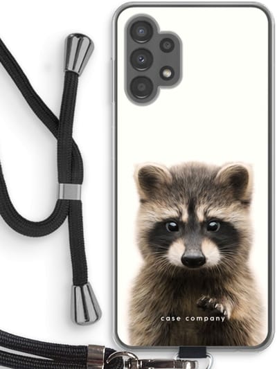 Case Company® - Hoesje met koord geschikt voor Samsung Galaxy A13 4G hoesje met Koord - Rocco - Telefoonhoesje met Zwart Koord - Bescherming aan alle Kanten en Over de Schermrand