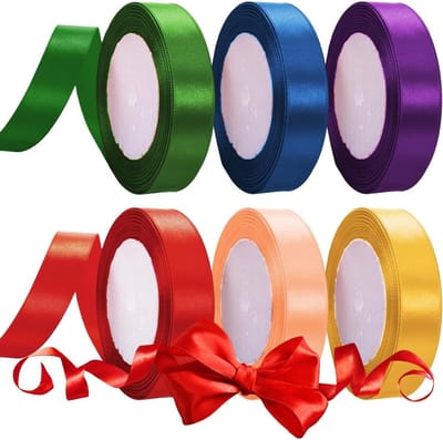 Kleurige Satijnen Lint in 6 Kleuren, 20 mm x 22 m, Perfect voor Cadeauverpakking, Bruiloft Decoratie en Creatieve Knutselprojecten