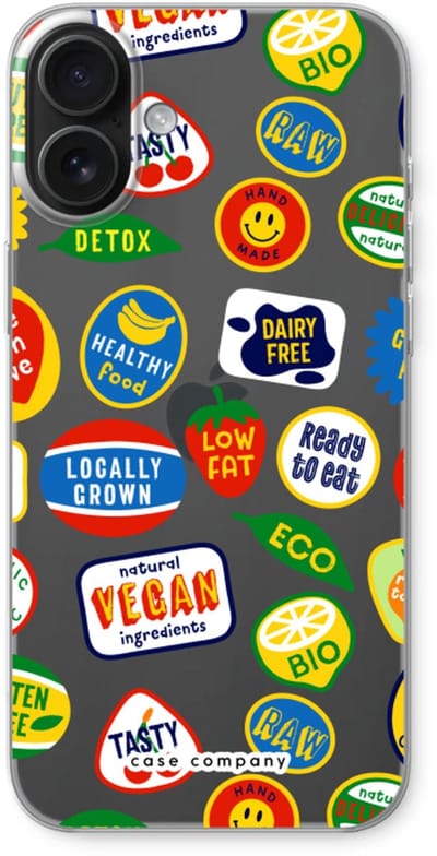 Case Company® - Hoesje geschikt voor iPhone 16 Plus hoesje - Fruitsticker - Soft Cover Telefoonhoesje - Bescherming aan alle Kanten en Schermrand