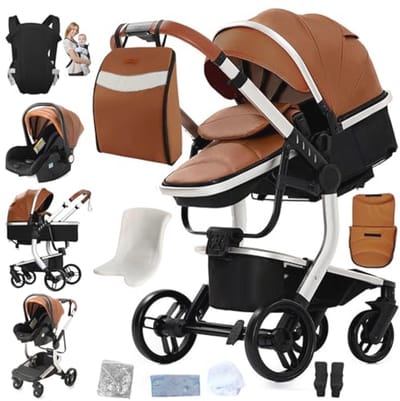 3-in-1 Combi Kinderwagen voor Pasgeborenen - Opvouwbare Reiswieg en Buggy