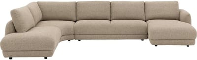 Goossens Premiere Hoekbank - Stof - Beige - 407 x 64 x 253 cm - Rechts