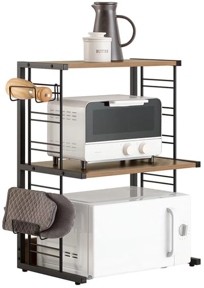 Magnetronkast - Keukenkast - Keukenrek Staand - Ovenkast - 60 x 36 x 72 cm - Organizers - Dubbele Draagplank - Aanrecht Organiser - Zwart