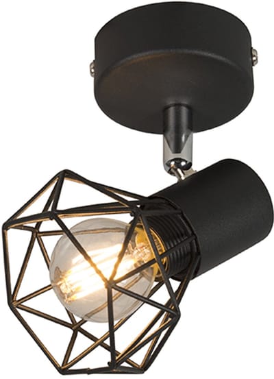 QAZQA mosh - Moderne Plafondspot | Spotje | Opbouwspot - 1 lichts - L 90 mm - Zwart - Woonkamer | Slaapkamer | Keuken