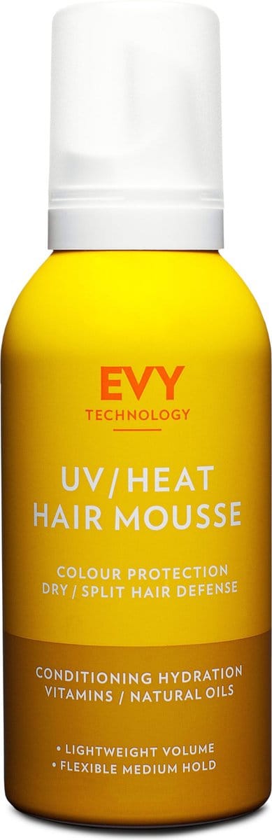 EVY UV/Heat Hair Mousse – Volumegevende Haarmousse met Hittebescherming tot 210°C – Verstevigt, Voedt en Beschermt – Vegan – 150ml