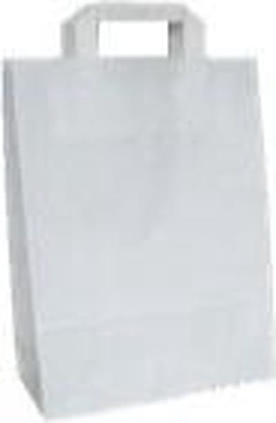 Tas - Wit kraft - platte papieren handgreep - 22x 10x28cm - draagtas - wit - 50 stuks
