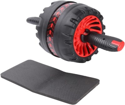 Buikspierwiel Fitness - Core Trainer - Buikspieren Trainen - Verbreed Wielontwerp - 18x15cm - Rood
