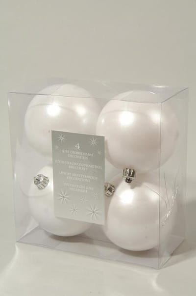 4 stuks 4 kerstballen winterwit 100 mm