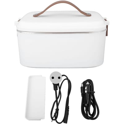 Auto Elektrische Lunchbox Voedselverwarmer 70W 1.8L Snelle Voedselverwarmer Roestvrij Staal Draagbaar Verwarmd EU Plug white