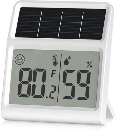2x Digitale Thermometer en Hygrometer op Zonne-energie - Draadloos Binnen/Buiten Weerstation