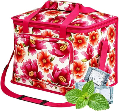 Geïsoleerde Koeltas - Ritskoelbox Maaltijdzak - Buiten Eten - Waterbestendig Oxford Doek - 35 x 25 x 6 cm - Rood