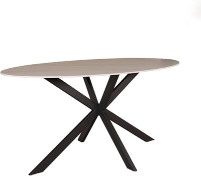 Eettafel ovaal - Eettafel steenlook - Gezellig dineren - Duurzaam sintered stone - 160cm lang - Wit