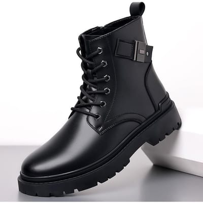 Lakleren Laarzen Heren Nieuw Herfst en Winter Nieuwe Mode Casual Britse Stijl Herenschoenen Echt Leer Hoge Schacht Herenschoenen Trend 44