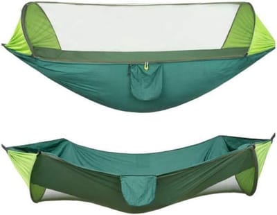 Hangmat met Klamboe - Kampeerhangmat Reishangmat - Ontspannen Buiten - Geïntegreerd Muskietennet - 290 x 140 cm - Groen