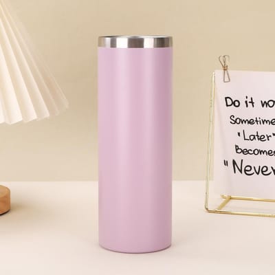 Tasse droite en acier inoxydable, tube droit, tasse isolante sous vide, grande capacité, couvercle transparent, tasse froide pour voiture 20oz