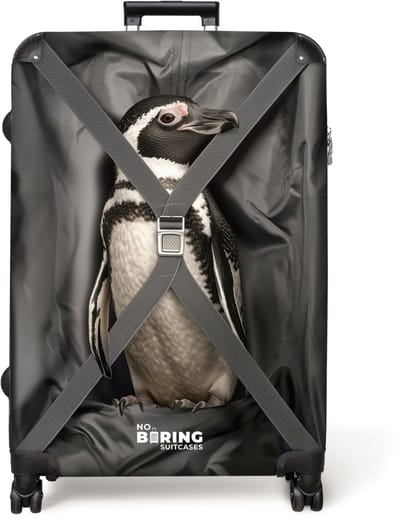 NoBoringSuitcases.com® - Koffer groot - Reiskoffer lichtgewicht - Pinguïn mee op reis - Rolkoffer met 4 wielen - Grote trolley XL - 98 liter bagage