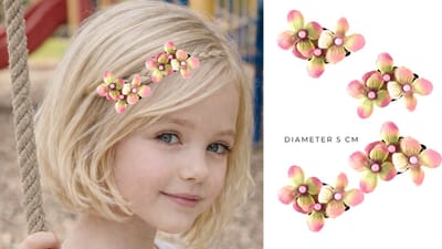 6 x Kleine Tai Dai Haar Bloemen Clicks diameter 5 cm - Valentijn - cadeautje - haarclip - haarschuifje - gala en bruiloft - haarmode - bloemetjes - moederdag - verjaardag - huwelijk - haarspeld - kinderen