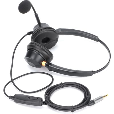 Casque binaural Coque en aluminium Casque professionnel avec micro à réduction de bruit et contrôle audio