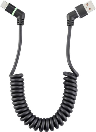 Renkforce RF-6713690 USB-kabel USB 2.0 USB-A stekker, USB-C stekker 1.50 m Zwart Connectoren 360° draaibaar, Spiraalkabel