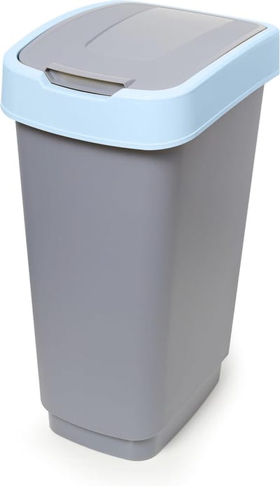 Vuilnisemmer met draaibaar deksel voor afvalscheiding – 50L – Grijs-blauw – Perfect voor keuken en kantoor
