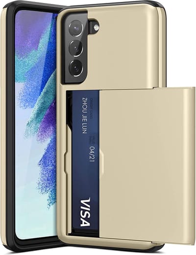 Backcover geschikt voor Samsung Galaxy S22 - Goud - Hard PC - Pasjeshouder