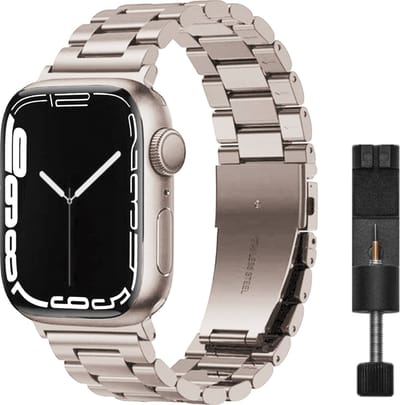 MY PROTECT - Luxe Metalen Bandje - Geschikt Voor Apple Watch Bandje - Series 1/2/3/4/5/6/7/8/9/10/SE - 38mm - 40mm - 41mm - 42mm - Starlight