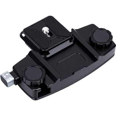 Clip de fixation pour appareil photo sur sac à dos, Support de sangle de sac à dos pour appareil photo en alliage d'aluminium avec vis 1/4 pouce, Support de caméra à libération rapide pour trépied stabilisateur black