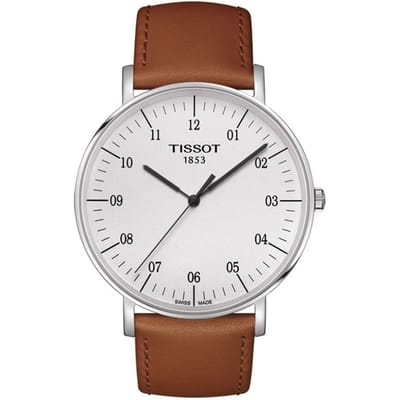 Tissot Lovely Serie Quartz Uurwerk 30 Meter Waterbestendig Horloge 42 Mm Wit Wijzerplaat Roestvrijstalen Kast Echt Lederen Band T109.610.16.037.00 White Dial Brown Belt white