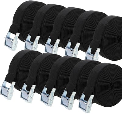 Dailygoods- Spanbanden 3 m x 25 mm - Verstelbare Heavy Duty Sjorbanden - Zwarte Spanbanden - Hoge Sterkte Polypropyleen - Werkdraagvermogen 250-500 kg