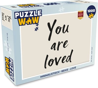 Puzzel Minimalistisch - Beige - Love - Legpuzzel - Puzzel 1000 stukjes volwassenen