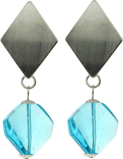 Behave - Dames oorhangers blauw kraal 6 cm - Geometrische stijl