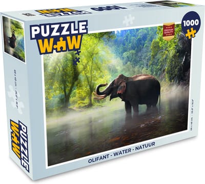Puzzel Olifant - Water - Natuur - Legpuzzel - Puzzel 1000 stukjes volwassenen