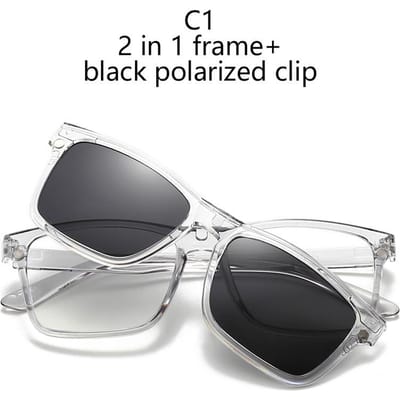 Magnetische Clip-on Zonnebril Met Meerdere Lenzen Transparant Grijs Kleurrijk Bijziendheidsbril SHOW AS PICTURE gray