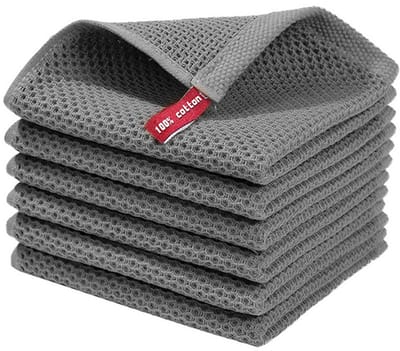Honeycomb Katoenen Handdoek Serie - Multifunctionele Keukendoek - Grijs - 2 stuks
