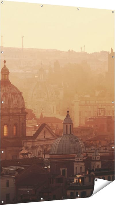 Gards Tuinposter Rome Stad bij Zonsopgang - 120x180 cm - Tuindoek - Tuindecoratie - Wanddecoratie buiten - Tuinschilderij