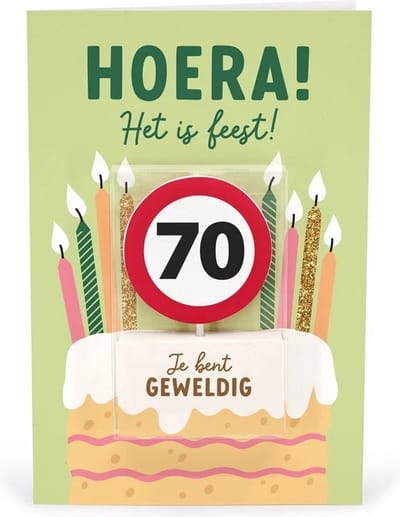 Verjaardagskaart met kaars | 70 jaar | Je bent geweldig