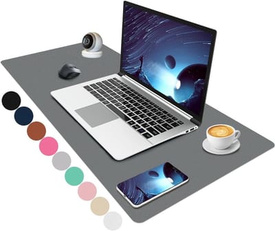 Grote Grijze Niet-Slip Bureau Mat van PU Leer - Waterdichte Bureaubeschermer en Schrijfmateriaal voor Thuis en Kantoor (80x40cm)