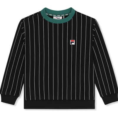 FILA Lubaco Regular Pinstriped Crewneck Sweatshirt Black / Egret Maat: 110/116 | Sportkleding Outlet | Unisex | Zwart
