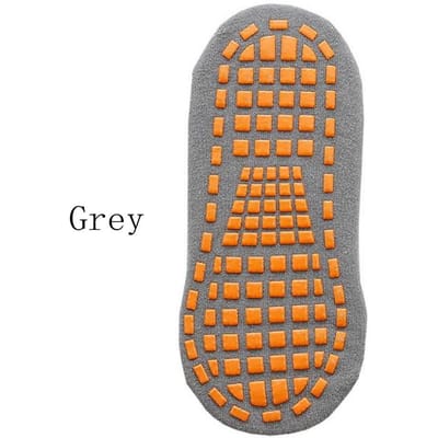 Chaussettes antidérapantes pour enfants et adultes, chaussettes de trampoline parent-enfant, chaussettes en coton, chaussettes de sport élastiques pour garçons et filles, chaussettes d'extérieur pour enfants 0-5 Years Old grise