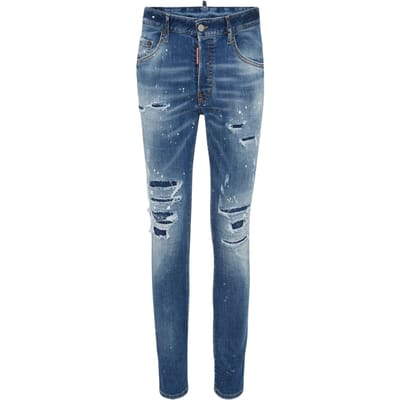 Dsquared2 Skater Jeans Met Destroyed Paint Effect, Blauwe Jeans