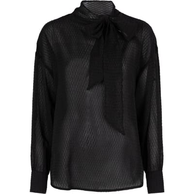 EsQualo Blouse Neck Bow Black Maat: 36 | Blouses Outlet | Dames | Zwart