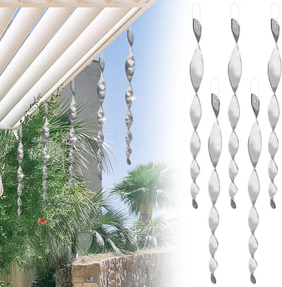 Famanu – Vogelverschrikkers & Duivenafweer voor Tuinen - Balkons - Bomen | Buiten Hangende Windspinners - Anti-ekster Decoratie (Zilver)