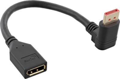 Premium DisplayPort adapter met DP_PWR - 90° haaks naar beneden - versie 1.4 (5K/8K 60Hz) / zwart - 0,15 meter