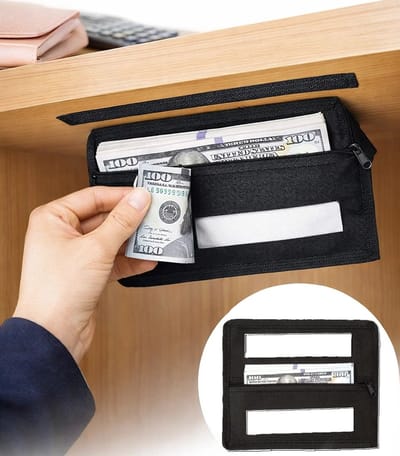 Verborgen Opbergvak met Rits – Secret Compartment – Zelfklevend – Zwart – 15×22 cm